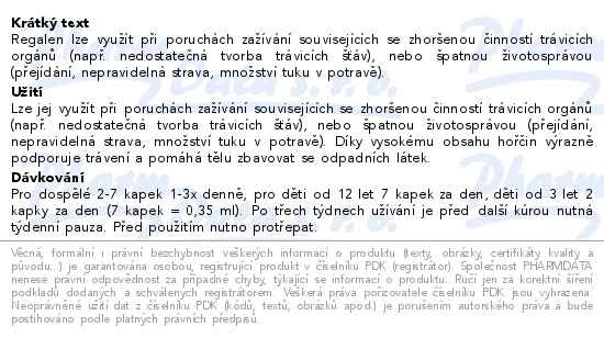 Příbalový leták - Regalen bylinný koncentrát 30 ml