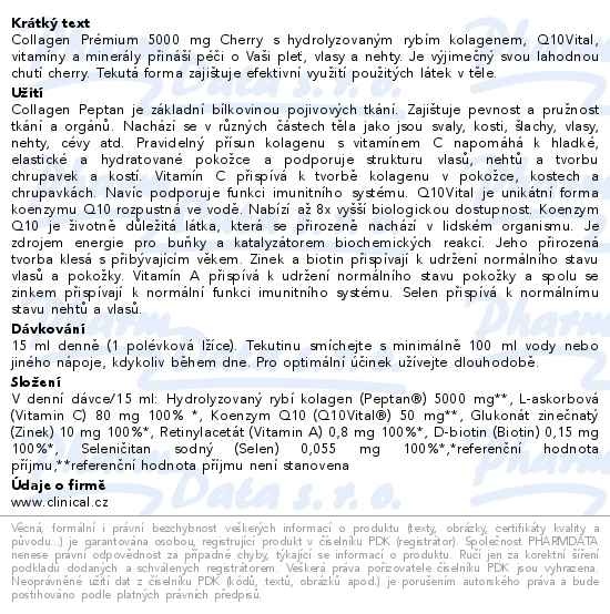 Příbalový leták - Clinical Collagen prémium 5000 mg cherry 300ml