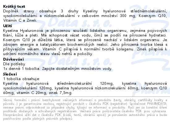 Příbalový leták - Clinical Beauty-Care kyselina hyaluronová 300mg + koenzym Q10 60 tobolek