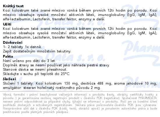 Příbalový leták - Edenpharma Kolostrum kozí Junior tbl.60