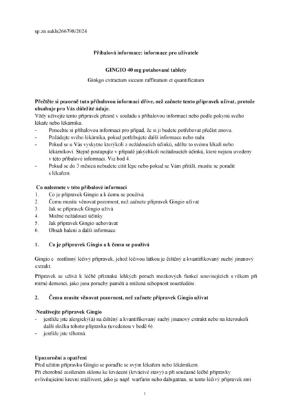 Příbalový leták (SUKL) - Gingio tablety 40mg 100 potahovaných tablet