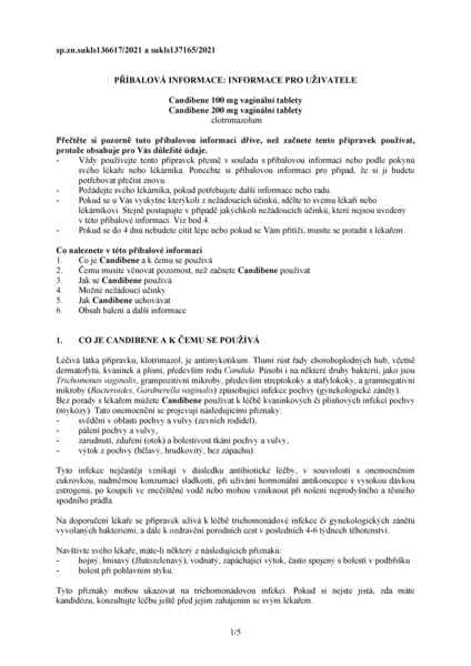 Příbalový leták (SUKL) - Candibene, 200 mg, 3 vaginální tablety