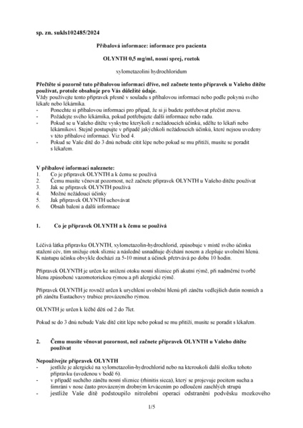 Příbalový leták (SUKL) - Olynth 0.5mg/ml nas.spr.sol.1x10ml I