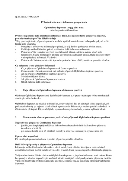 Příbalový leták (SUKL) - Ophthalmo-Septonex ung.opht.1x5g