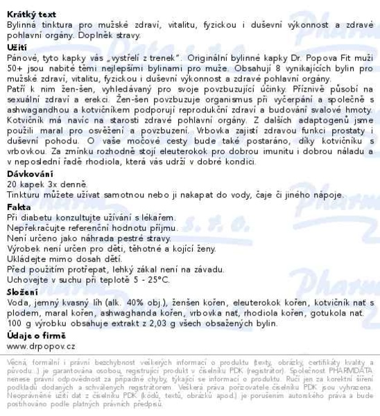 Příbalový leták - Dr.Popov Kapky bylinné Fit muži 50+ 50ml