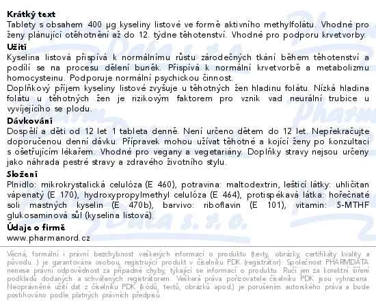 Příbalový leták - Bioaktivní Folic 400mcg 60 tablet