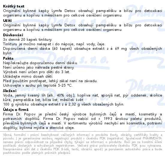 Příbalový leták - Dr.Popov Kapky bylinné Lymfa-Detox 50ml