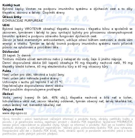 Příbalový leták - Dr.Popov Kapky bylinné Viroten 50ml