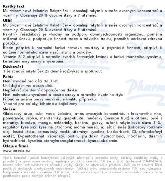 Příbalový leták - RAKYTNÍČEK+ želatinky 50ks zlaté vejce 2026