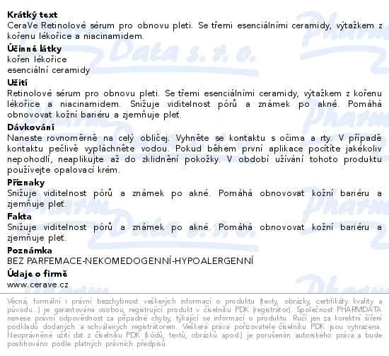 Příbalový leták - CERAVE Retinolové sérum 30ml