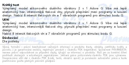 Příbalový leták - Sexy Elephant Adore G Vibe II silikonový duální vibrátor