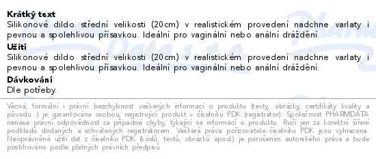 Příbalový leták - Sexy Elephant Median silikonové dildo