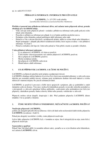 Příbalový leták (SUKL) - Lacidofil 2x10^9CFU cps.dur.30