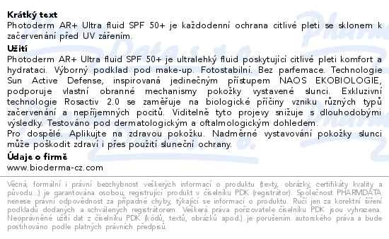 Příbalový leták - BIODERMA Photoderm AR+ ultra-fluid SPF50+ 40ml