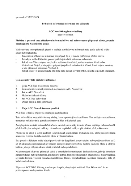Příbalový leták (SUKL) - ACC 100 NEO 100mg 20 šumivých tablet