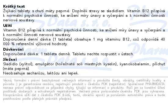 Příbalový leták - Vita B12 1mg 30 tablet