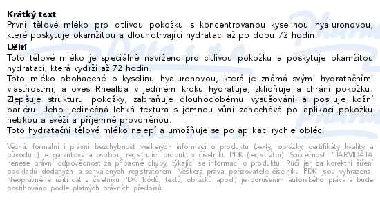 Příbalový leták - A-DERMA Tělové mléko 72h hydratace 400ml