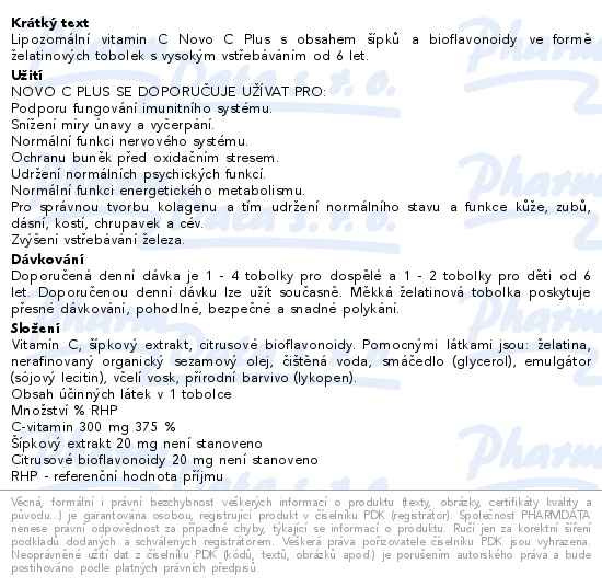 Příbalový leták - Novo C plus měkké tob.60