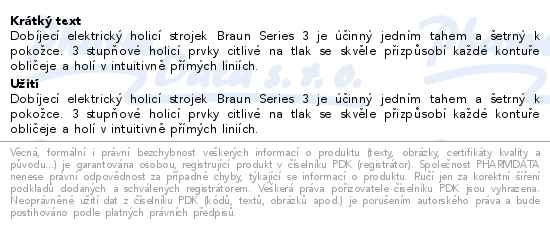 Příbalový leták - Braun Series 3 300s holicí strojek
