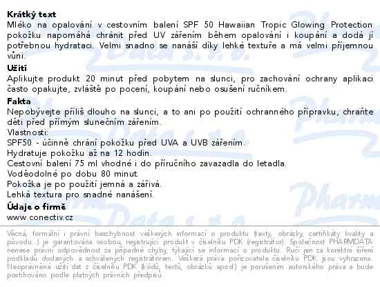 Příbalový leták - Hawaiian Tropic Glowing Lotion SPF50 75ml
