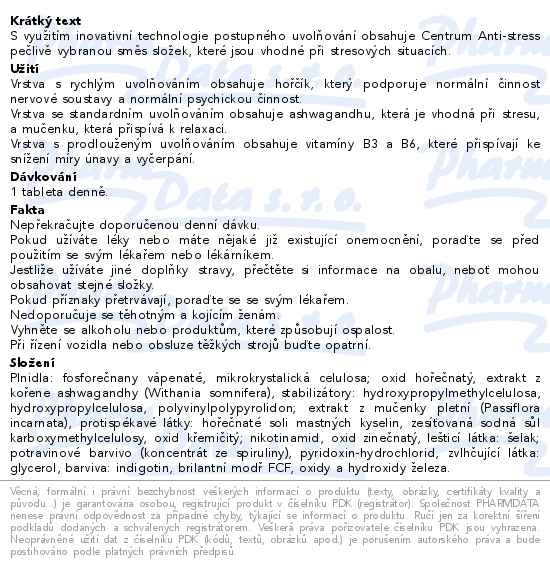 Příbalový leták - Centrum Anti-Stress 30 tablet