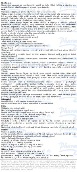 Příbalový leták - Barnys Digest 6x12 pastilek