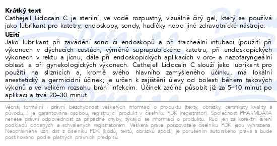 Příbalový leták - Cathejell Lidocaine C inj. 25 x 12.5g