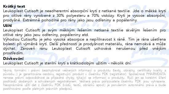 Příbalový leták - Leukoplast Cutisoft Soft Compress S 7.5x7.5cm 12ks