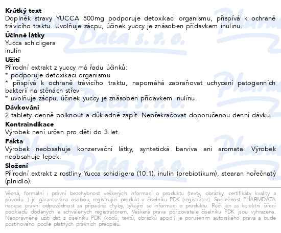 Příbalový leták - NATURVITA Yucca 500 mg 60 tablet