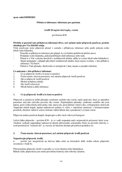 Příbalový leták (SUKL) - Arufil 20mg/ml oční kapky 10ml