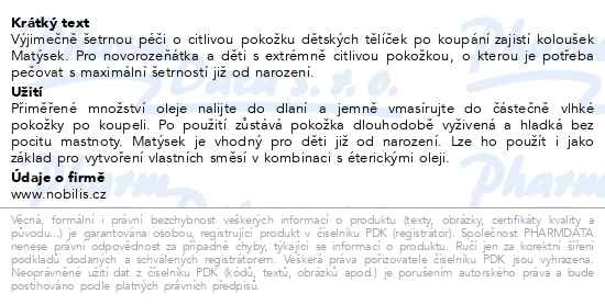 Příbalový leták - Nobilis Tilia Jemný olej Matýsek 200ml