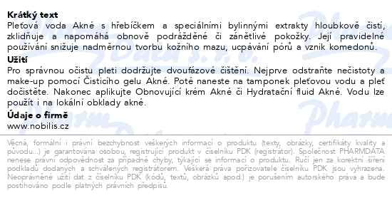 Příbalový leták - Nobilis Tilia Pleťová voda Akné 200ml