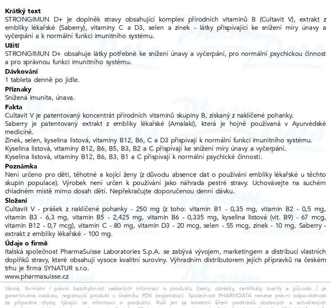Příbalový leták - STRONGIMUN D+ PharmaSuisse 30 tablet