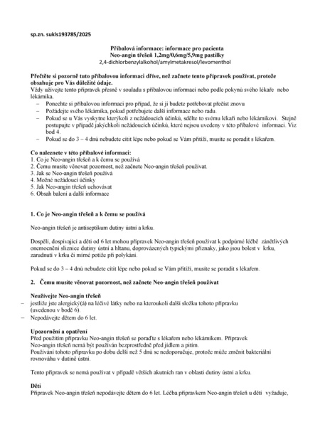 Příbalový leták (SUKL) - Neo-angin třešeň pastilky 24