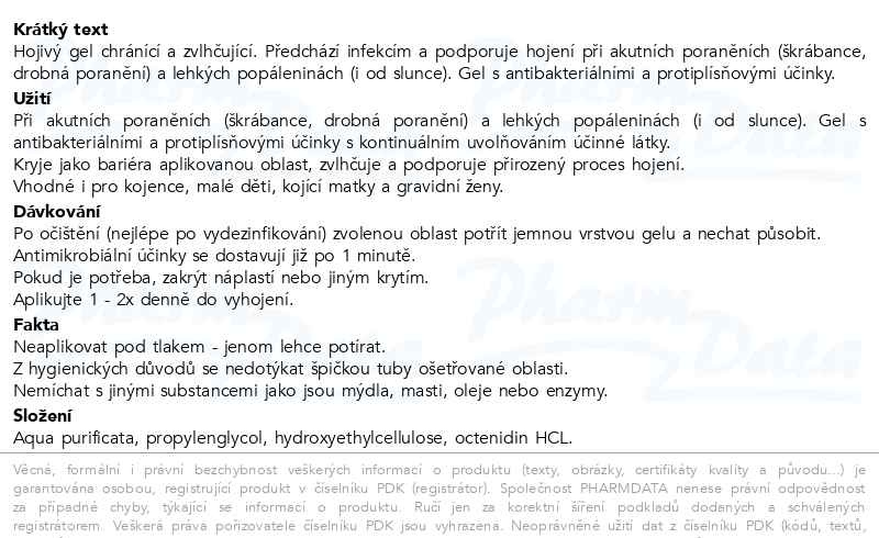 Příbalový leták - Octenisept hojivý gel 20ml