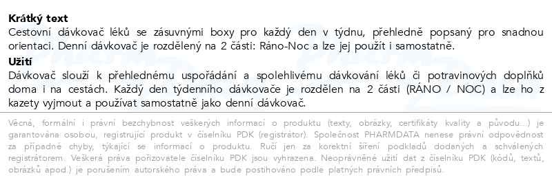 Příbalový leták - SimplyMed Dávkovač léků týdenní L018-Travel