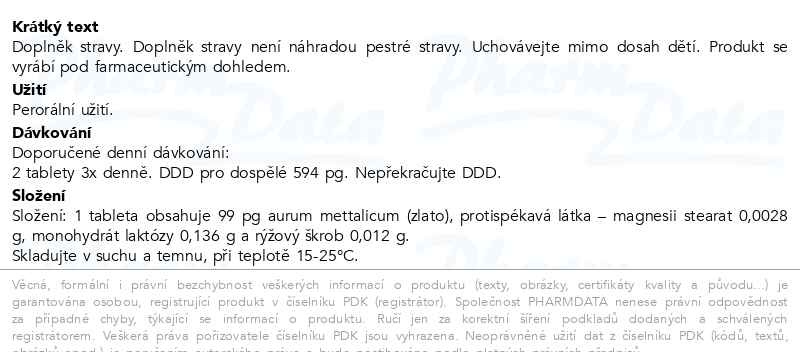 Příbalový leták - Aurum metallicum AKH 60 tablet