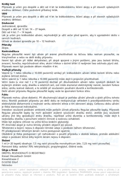 Příbalový leták - Regulax Pikosulfát kapky 7.23mg/ml 50ml
