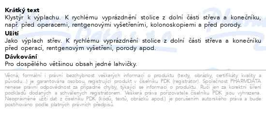 Příbalový leták - Klysma salinické 135ml