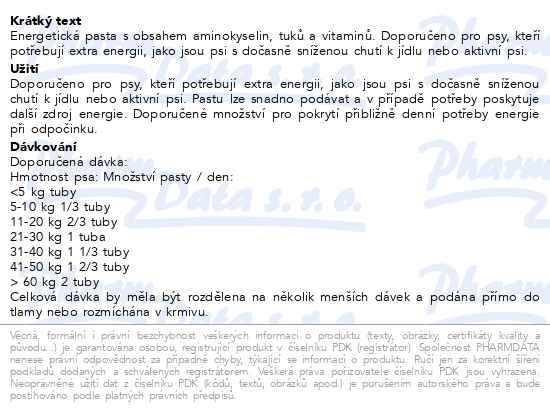 Příbalový leták - APTUS Recobooster Dog energetická pasta 100g
