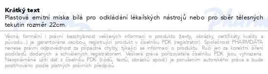 Příbalový leták - Miska na hnis z PH 22cm