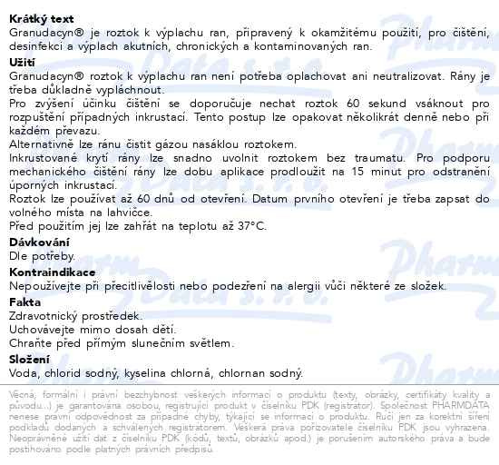 Příbalový leták - Granudacyn oplachový roztok na rány 250ml