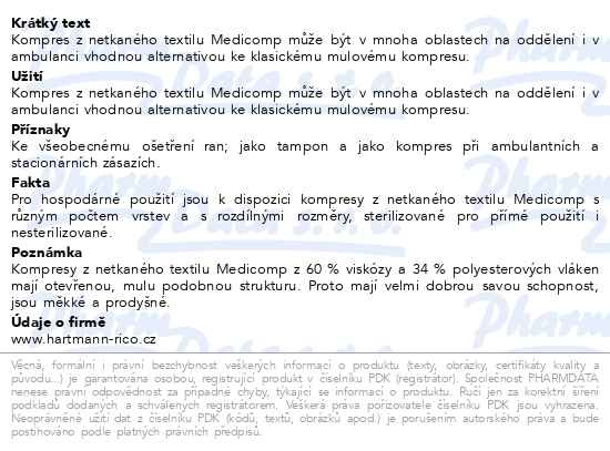 Příbalový leták - Kompres Medicomp nester.7.5x7.5cm 100ks
