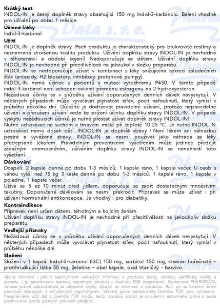 Příbalový leták - INDOL-IN pro ženy cps.60