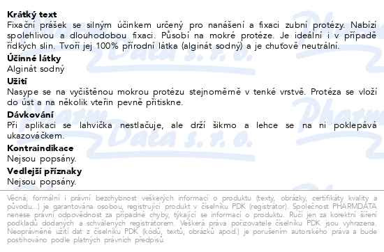 Příbalový leták - Protefix Fixační prášek na zubní protézu 50g