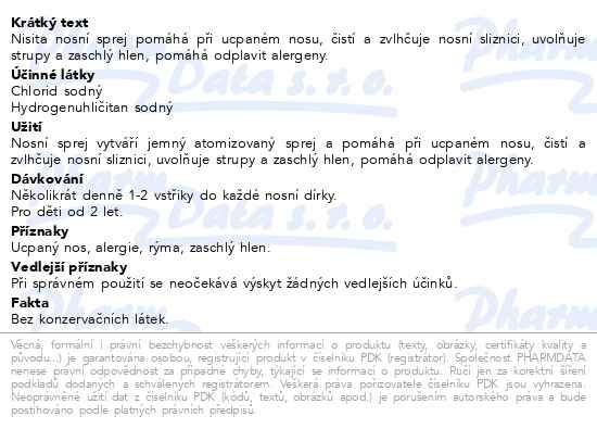 Příbalový leták - Nisita nosní sprej 20ml