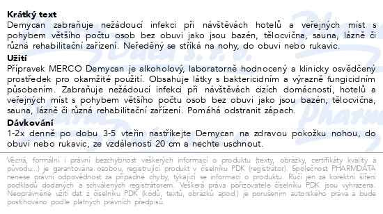 Příbalový leták - MERCO Demycan na dezinfekci mykóz 120ml