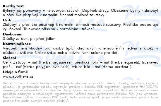 Příbalový leták - Apotheke Ledvinový čaj 20x1.5g
