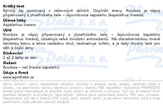 Příbalový leták - Apotheke Rooibos čaj 20x1.5g