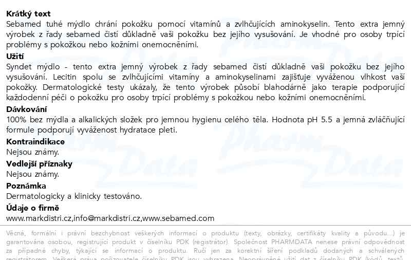 Příbalový leták - SEBAMED Syndet 100g